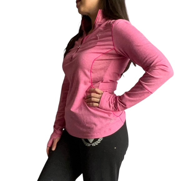 Puma Women's Pink Athletic Track Pullover Top with Thumb holes, Size Medium - Picture 10 of 16